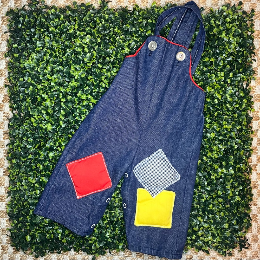 Vintage 1980s Baby Overalls with Patches